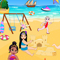 Baby Princesses Play in Beach