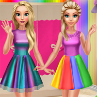 Free online flash games - Sisters Rainbow Fashion game - Games2Dress 