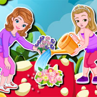 Free online flash games - Sofia and Amber Gardening game - Games2Dress 