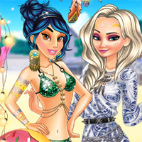 Free online flash games - Princesses Boho Beachwear Obsession DressUpMix game - Games2Dress 