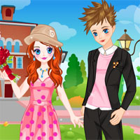Free online flash games - Anime Couple First Love GirlGames game - Games2Dress 